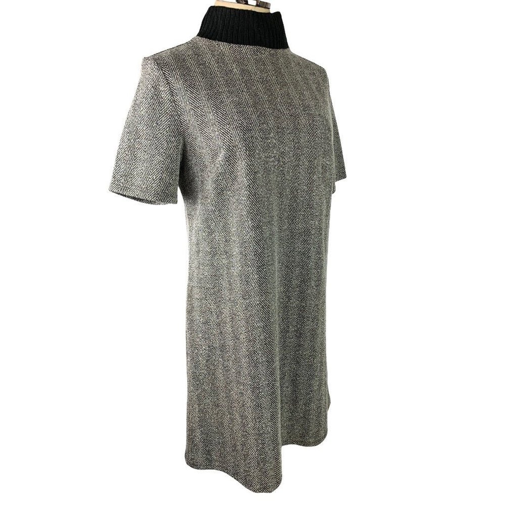 8 Primark Women's Black White Herringbone Sweater Dress Short Sleeve Lightweight